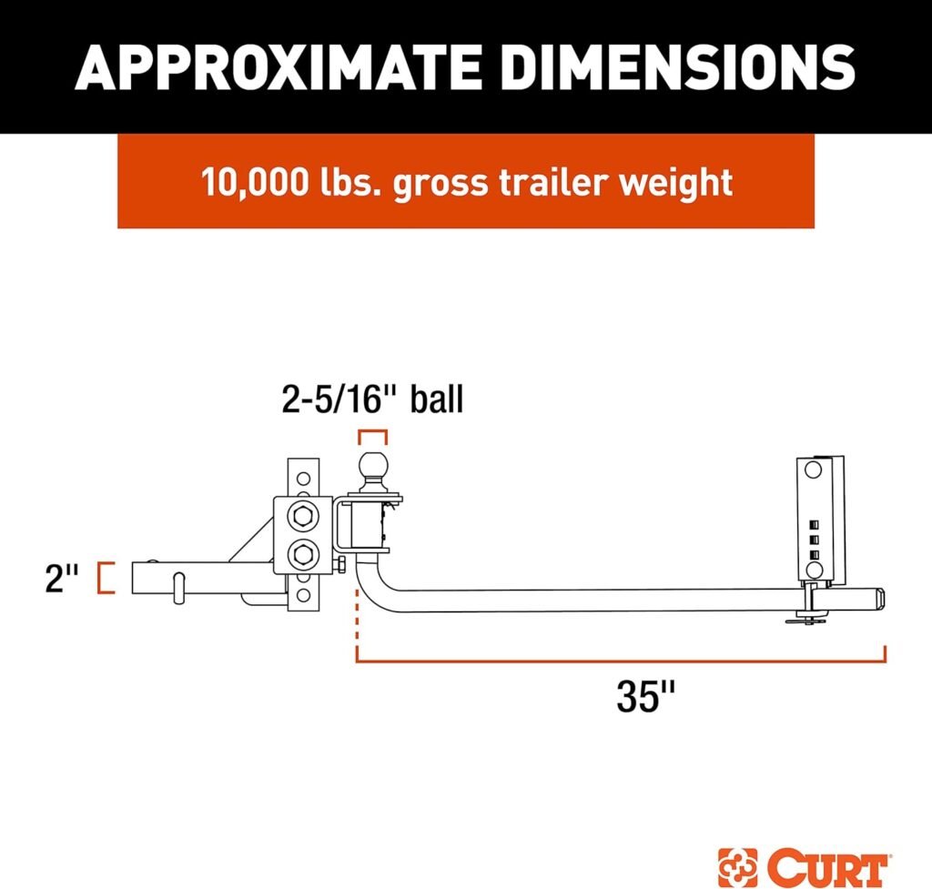 CURT 17601 TruTrack 2P Weight Distribution Hitch with 2X Sway Control, Up to 10K, 2-in Shank, 2-5/16-Inch Ball