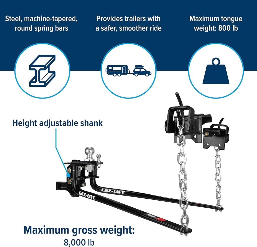 EAZ LIFT Camco Eaz-Lift Elite 1,000lb Weight Distribution Hitch with Height Adjustable Forged Shank (48053)