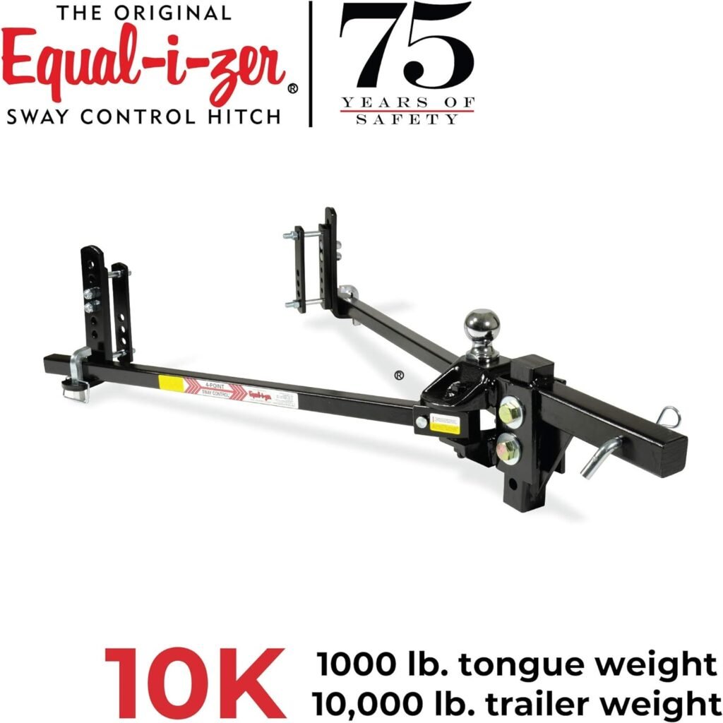 Equal-i-zer 4-point Sway Control Hitch, 90-00-1000, 10,000 Lbs Trailer Weight Rating, 1,000 Lbs Tongue Weight Rating, Weight Distribution Kit Includes Standard Hitch Shank, Ball NOT Included