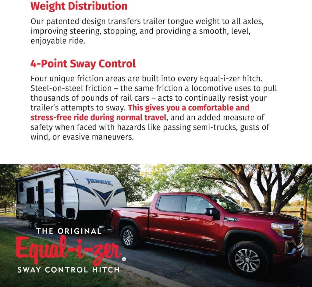 Equal-i-zer 4-point Sway Control Hitch, 90-00-1000, 10,000 Lbs Trailer Weight Rating, 1,000 Lbs Tongue Weight Rating, Weight Distribution Kit Includes Standard Hitch Shank, Ball NOT Included