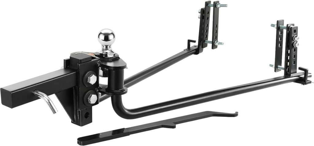 VEVOR Weight Distribution Hitch, 1,000 lbs Weight Distributing Hitches Kit with Sway Control for Trailer, 2-in Solid Steel Shank, 2-5/16 in Alloy Steel Ball, Powder Coated Load Leveling Hitch, Black